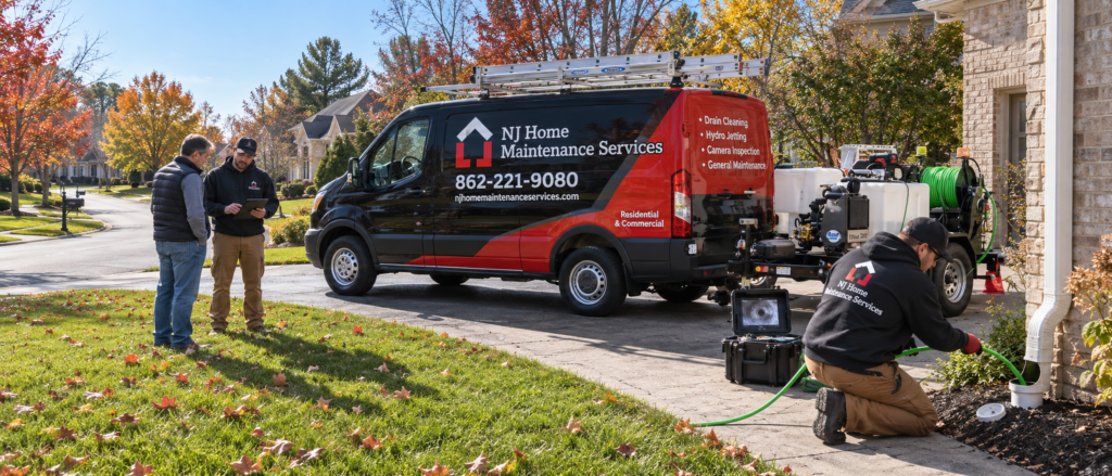 Underground Drain Cleaning crew at work in Northern New Jersey