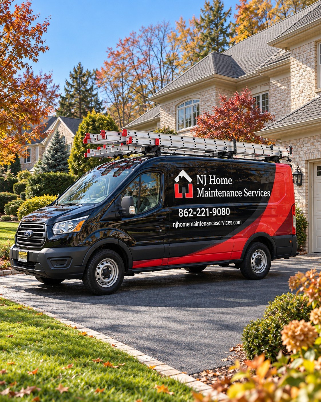 The NJ Home Maintenance Services work van parked at a Northern New Jersey home