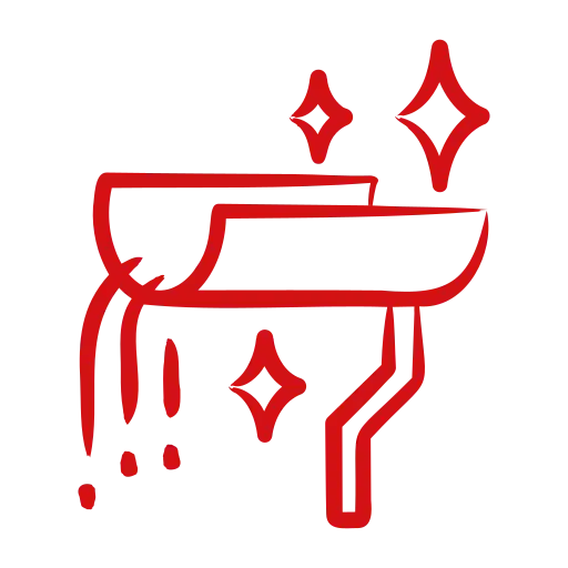 Icon gutter cleaning sparkle red